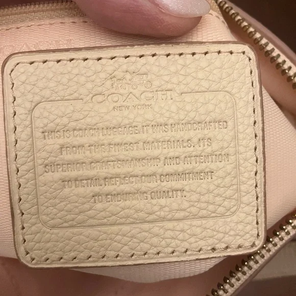 EMBOSSED HORSE AND CARRIAGE CHARLEY CROSSBODY IN PEBBLE LEATHER in Blush Pink - Picture 4 of 12